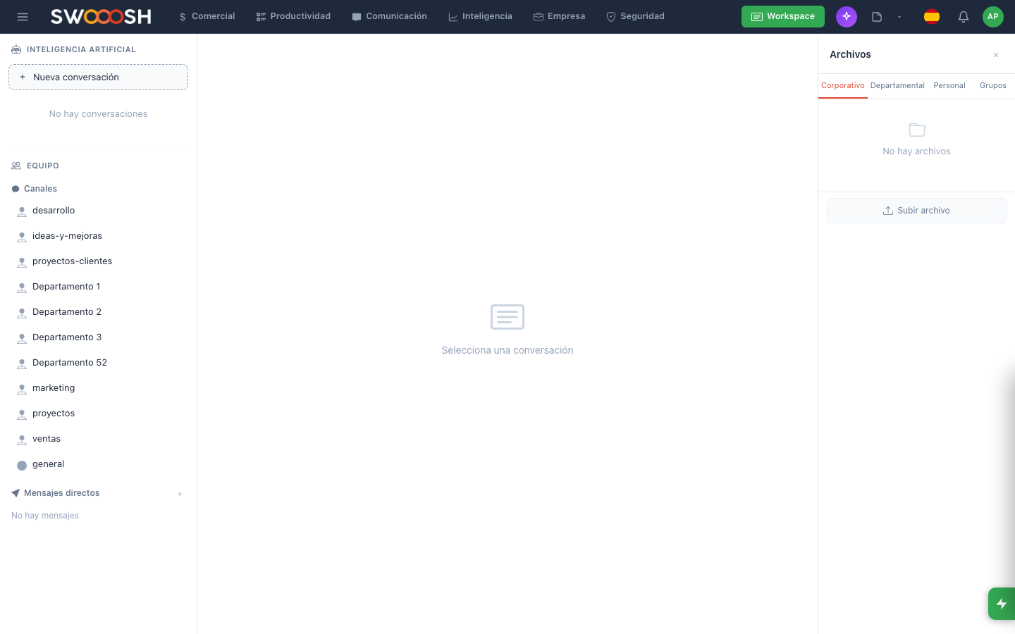 Channel-based chat with direct messages, threads, and instant search.